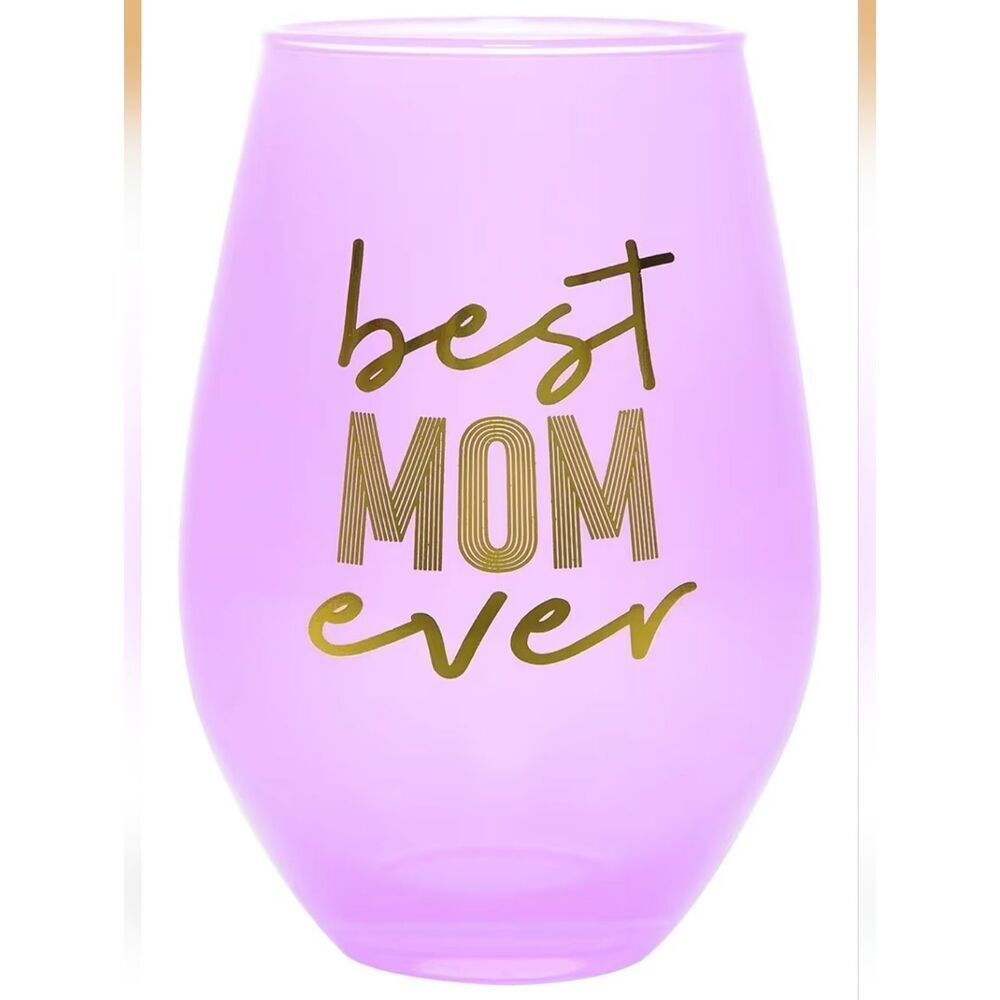 Slant Collections Pink Stemless Tumbler with Best Mom Ever Gold Lettering 30oz